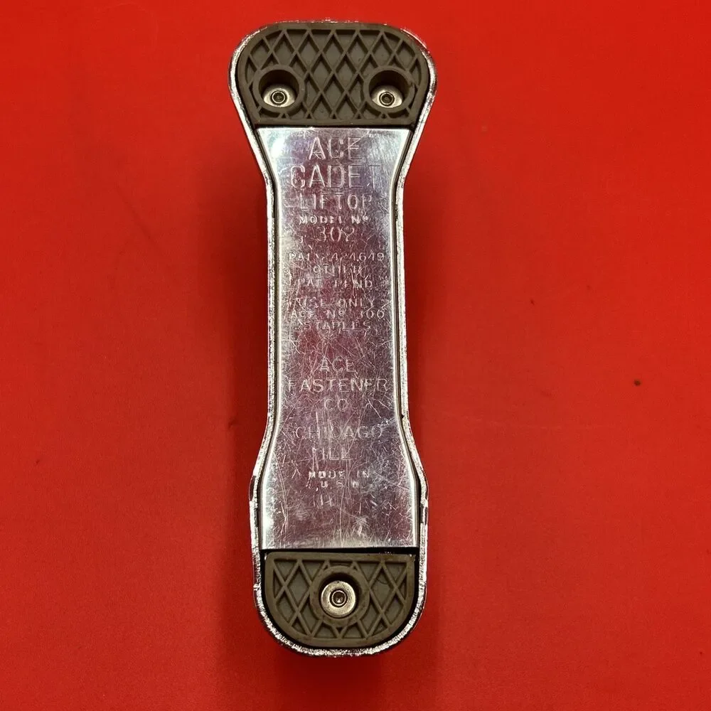 Ace Cadet Liftop Stapler, Model 302 Marbelized Brown Top Chrome Chicago Vintage